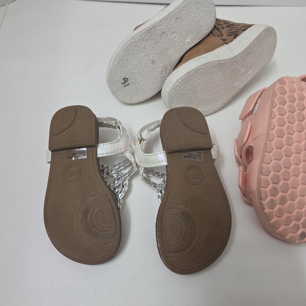 Lot Of 4 Pairs Of Toddler Girls Sz 6 Shoes Sandals + Boots Excellent Condition - Picture 5 of 9